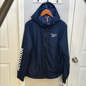 💨NWT💨Reebok Dark Blue Hooded Windbreaker